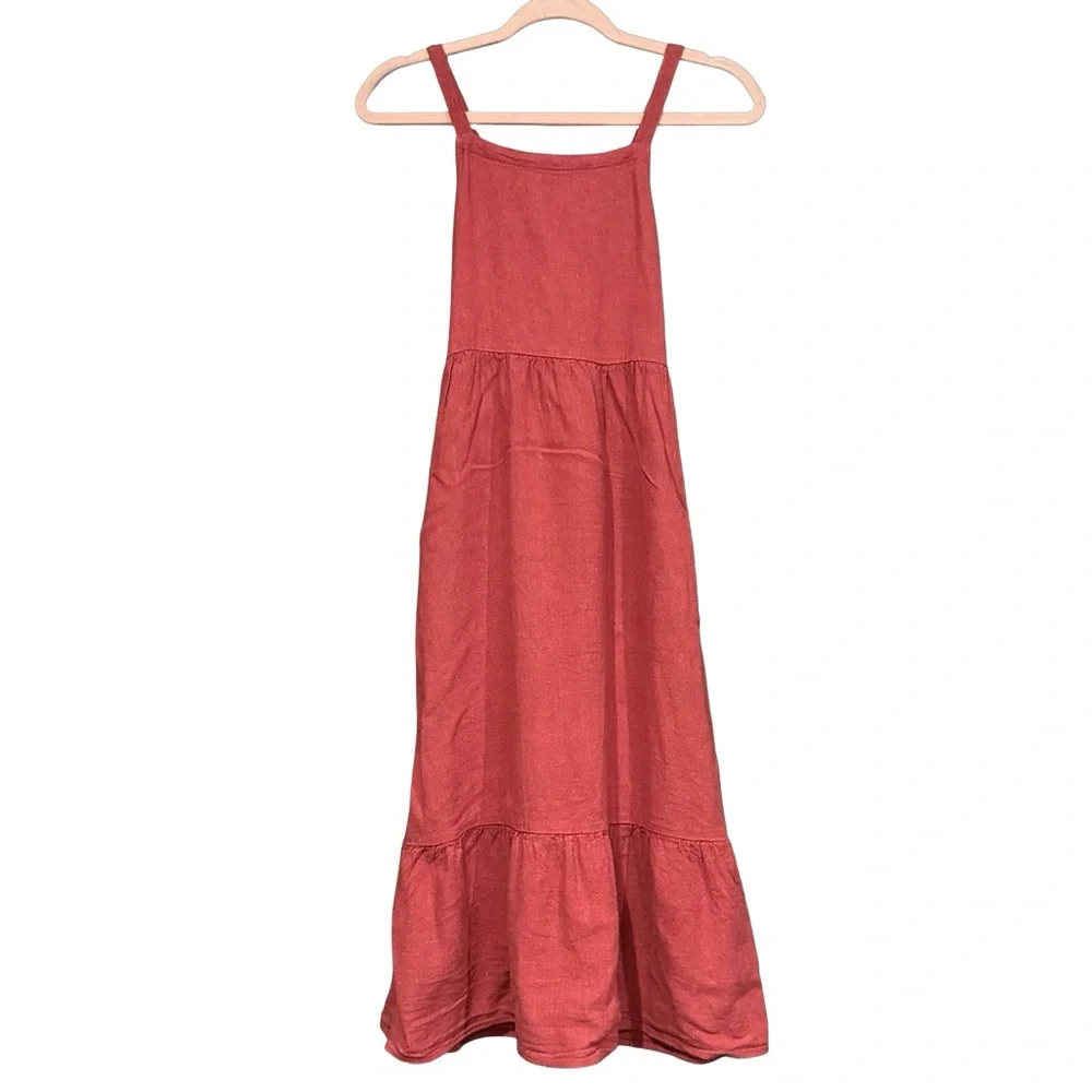 Old Navy Sleeveless Square-Neck Linen-Blend Midi Dress